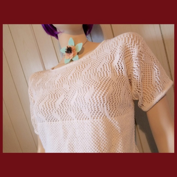 NWT VTG 80s JORDACHE White Crochet Knit Sweater - Picture 1 of 6